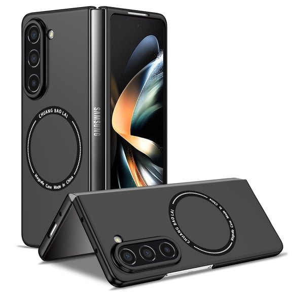 TECH CIRCLE Magnetic Case for For Samsung Galaxy Z Fold 5 5G 2023 ,Built in Magnet Compatible with MagSafe Charger,Shockproof Lightweight Slim Hard PC Folding Phone Case for Galaxy Z Fold 5,Black