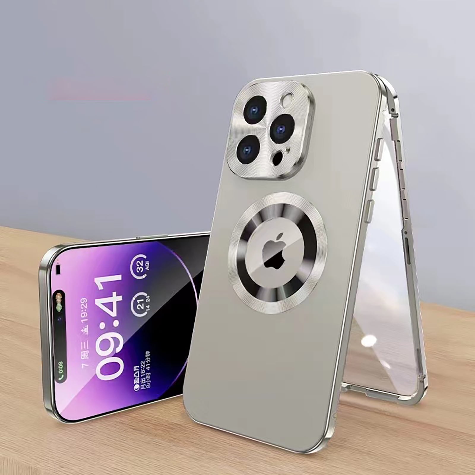 TECH CIRCLE Magnetic Case For iPhone 14 Case,Compatible with MagSafe Magnetic Adsorption Screen Protector Metal Bumper Frame Drop Protection Phone Cover for Apple iPhone 14 6.1" 2022,Silver