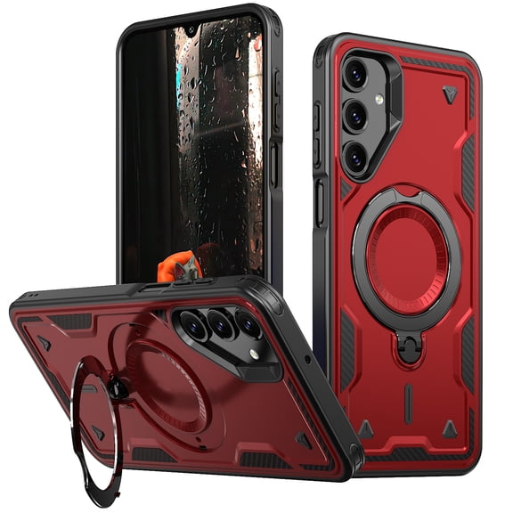 TECH CIRCLE Magnetic Case for Galaxy A15, [Compatible with MagSafe] Built in 360° Rotatable Ring Holder Kickstand Slim Shockproof Protective Phone Case for Galaxy A15 6.5" 2024,Red