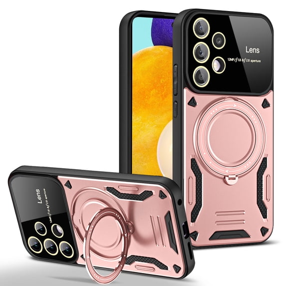 TECH CIRCLE Magnetic Case For Galaxy A32 4G,360°Rotate Magnetic Ring Stand Case with Mag-Safe Rugged Shockproof Protective Anti-Drop Cover for Samsung Galaxy A32 4G 6.4" 2021,Rosegold