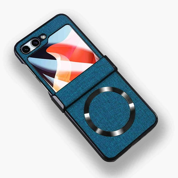 TECH CIRCLE Magnetic Case for Samsung Galaxy Z Flip 5 2023 6.7", Stylish Fabric Case Compatible with MagSafe, Slim Fit Thin Lightweight Durable Cover, Dark Blue