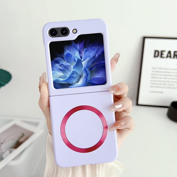 TECH CIRCLE Magnetic Case for Samsung Galaxy Z Flip 5, Lightweight Ultra-thin Slim Fit Hard PC Phone Case Compatible for Magsafe Anti-Scratch Shockproof Protective Cover for Galaxy Z Flip 5,Purple