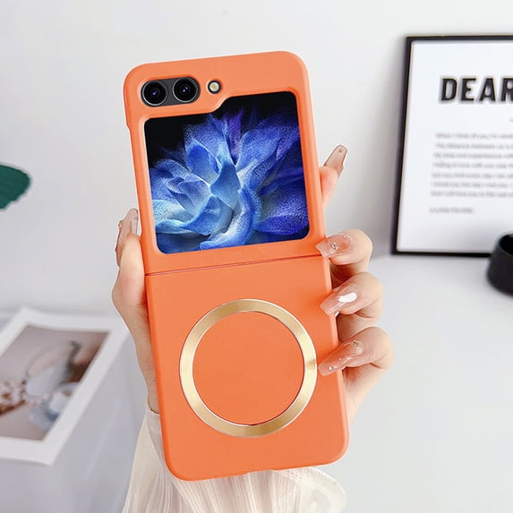 TECH CIRCLE Magnetic Case for Samsung Galaxy Z Flip 6, Lightweight Ultra-thin Slim Fit Hard PC Phone Case Compatible for Magsafe Anti-Scratch Shockproof Protective Cover for Galaxy Z Flip 6,Orange