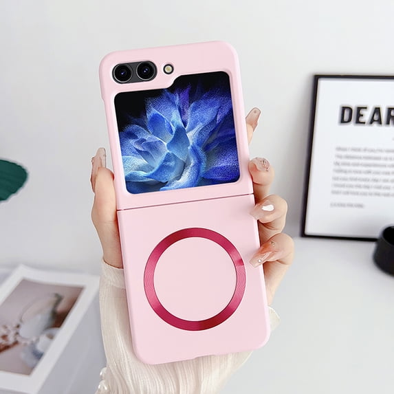 TECH CIRCLE Magnetic Case for Samsung Galaxy Z Flip 6, Lightweight Ultra-thin Slim Fit Hard PC Phone Case Compatible for Magsafe Anti-Scratch Shockproof Protective Cover for Galaxy Z Flip 6,Pink