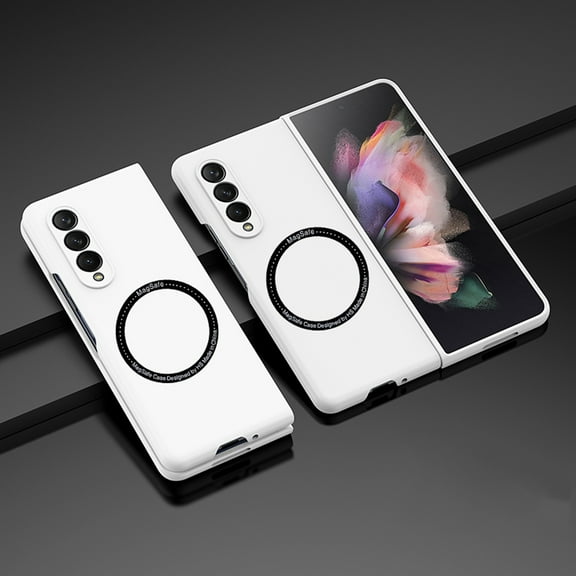 TECH CIRCLE Magnetic Case for Samsung Galaxy Z Fold 4, Lightweight Ultra-thin Slim Fit Hard PC Phone Case Compatible for Magsafe Anti-Scratch Shockproof Protective Cover for Galaxy Z Fold 4,White