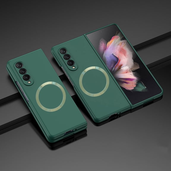 TECH CIRCLE Magnetic Case for Samsung Galaxy Z Fold 4, Lightweight Ultra-thin Slim Fit Hard PC Phone Case Compatible for Magsafe Anti-Scratch Shockproof Protective Cover for Galaxy Z Fold 4,Darkgreen