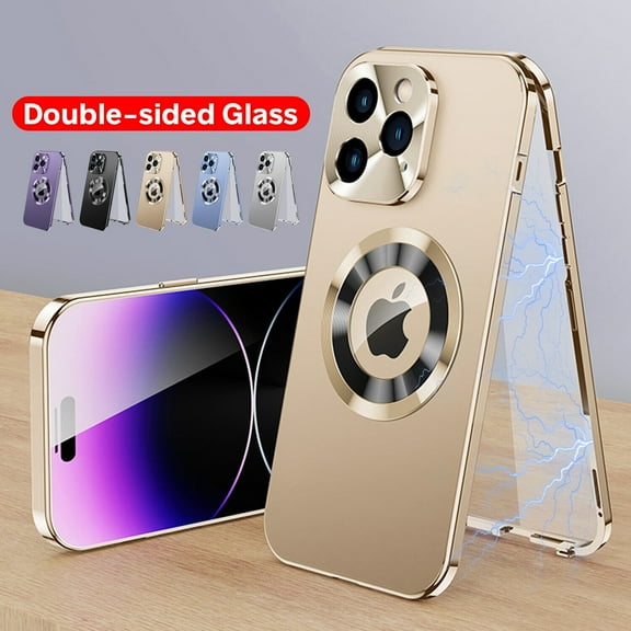 TECH CIRCLE Magnetic Case For iPhone 13 Case,Compatible with MagSafe Magnetic Adsorption Screen Protector Metal Bumper Frame Drop Protection Phone Cover for Apple iPhone 13 6.1" 2021,Gold