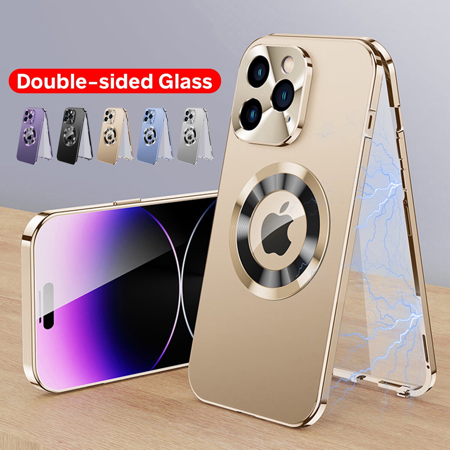 TECH CIRCLE Magnetic Case For iPhone 14 Pro Case,Compatible with MagSafe Magnetic Adsorption Screen Protector Metal Bumper Frame Drop Protection Phone Cover for Apple iPhone 14 Pro 6.1" 2022,Gold