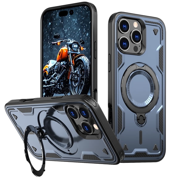 TECH CIRCLE Magnetic Case for iPhone 14 Pro, [Compatible with MagSafe] Built in 360° Rotatable Ring Holder Kickstand Slim Shockproof Protective Phone Case for iPhone 14 Pro 6.1",Blue