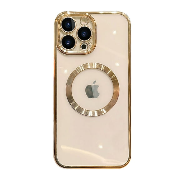 TECH CIRCLE Magnetic Clear Case for iPhone 13 Pro Max with Camera Lens Protector Plating Luxury Case Compatible with MagSafe Soft TPU Shockproof Protective Women Girl Men Case, Gold