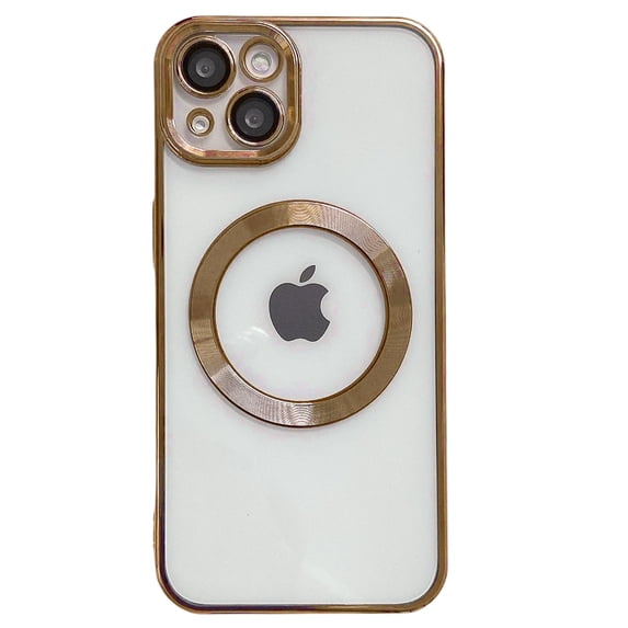 TECH CIRCLE Magnetic Clear Case for iPhone 14 Plus with Camera Lens Protector Plating Luxury Case Compatible with MagSafe Soft TPU Shockproof Protective Phone Case for iPhone 14 Plus 6.7 Inch,Gold