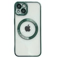 thumbnail image 1 of TECH CIRCLE Magnetic Clear Case for iPhone 14 Pro with Camera Lens Protector Plating Luxury Case Compatible with MagSafe Soft TPU Shockproof Protective Women MenPhone Case for 14 Pro 6.1", Darkgreen, 1 of 1
