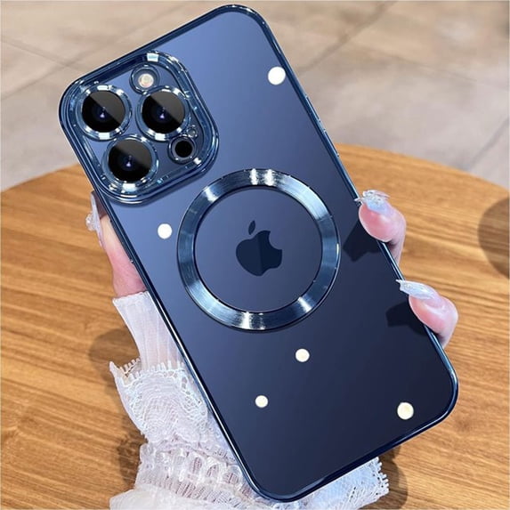 TECH CIRCLE Magnetic Clear Case for iPhone 15 Pro with Camera Lens Protector Plating Luxury Case Compatible with MagSafe Soft TPU Shockproof Protective Phone Case for iPhone 15 Pro,Darkblue