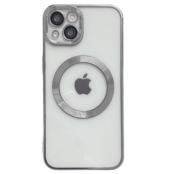 TECH CIRCLE Magnetic Clear Case for iPhone 16 with Camera Lens Protector Plating Luxury Case Compatible with MagSafe Soft TPU Shockproof Protective Phone Case for 16 Pro Max 6.1 Inch,Silver