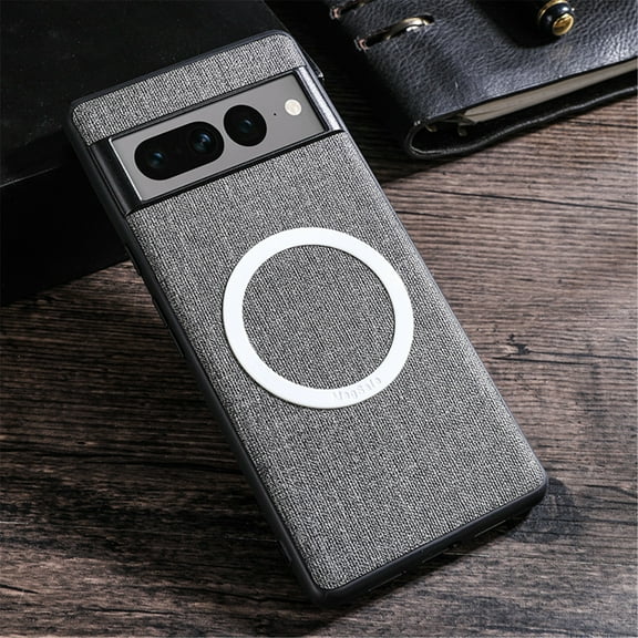 TECH CIRCLE Magnetic Mag Safe Case for Google Pixel 8 Pro, Business Cloth Fabric Texture PU Leather Shockproof Protective Case Non-Slip Anti-Scratch Full Body Phone Cover for Google Pixel 8 Pro,Gray