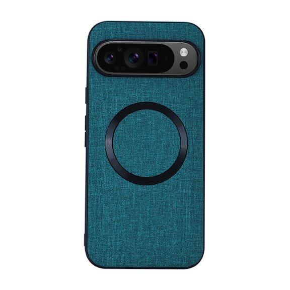 TECH CIRCLE Magnetic Mag Safe Case for Google Pixel 9 Pro/Pixel 9, Business Cloth Fabric Texture PU Leather Shockproof Protective Case Non-Slip Anti-Scratch Cover for Google Pixel 9 Pro/Pixel 9,Green
