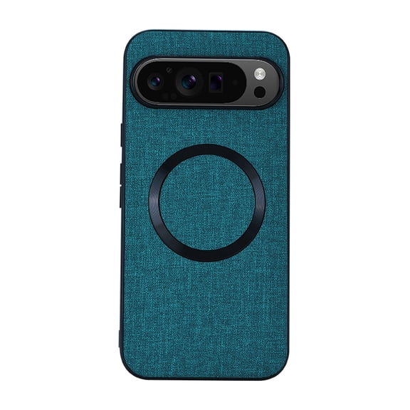 TECH CIRCLE Magnetic Mag Safe Case for Google Pixel 9 Pro XL, Business Cloth Fabric Texture PU Leather Shockproof Protective Case Non-Slip Anti-Scratch Cover for Google Pixel 9 Pro XL,Darkblue