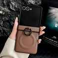 thumbnail image 1 of TECH CIRCLE Magnetic Phone Case for Galaxy Z Flip 6 2024 with Hinge Cover Protection/Rotating Ring Holder Kickstand, Compatible with MagSafe, Shockproof Anti-Scratch Protective Thin Case, Brown, 1 of 6