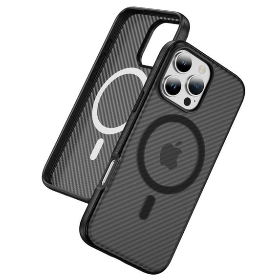 TECH CIRCLE Magnetic Phone Case for iPhone 14 Pro Max (2022 Release) 6.7", Compatible with MagSafe, Woven Texture Translucent Back Cover, Shockprooof Protective Lightweight Slim Case, Clear Black