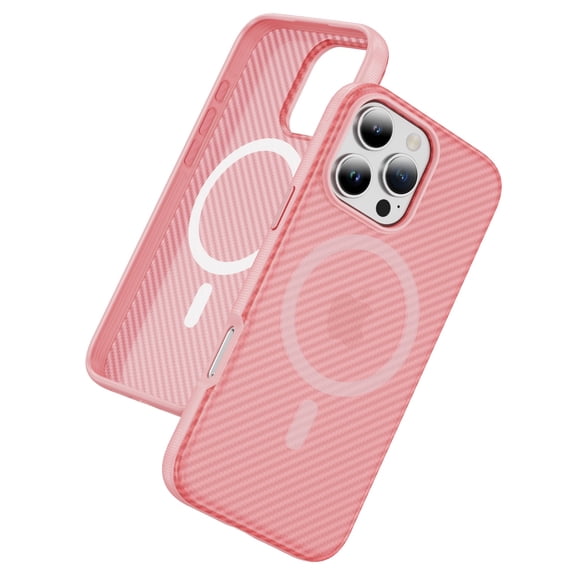 TECH CIRCLE Magnetic Phone Case for iPhone 15 (2023 Release) 6.1", Compatible with MagSafe, Woven Texture Translucent Back Cover, Shockprooof Protective Lightweight Slim Case, Pink
