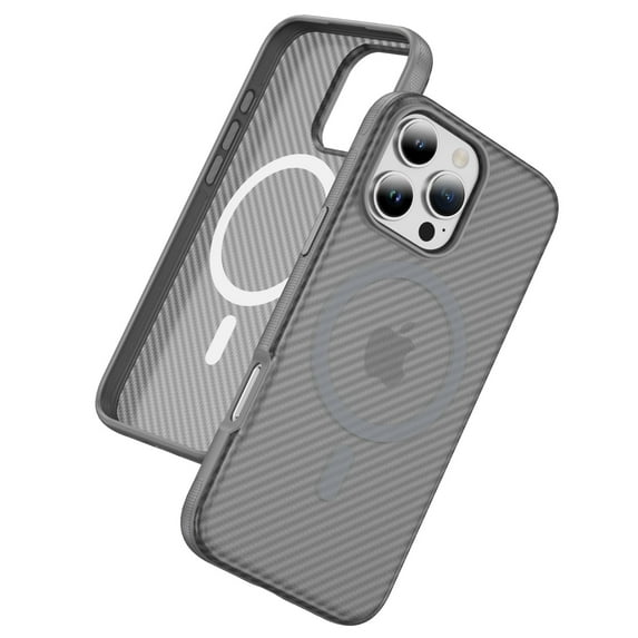 TECH CIRCLE Magnetic Phone Case for iPhone 16 Pro (2024 Release) 6.3", Compatible with MagSafe, Woven Texture Translucent Back Cover, Shockprooof Protective Lightweight Slim Case, Gray