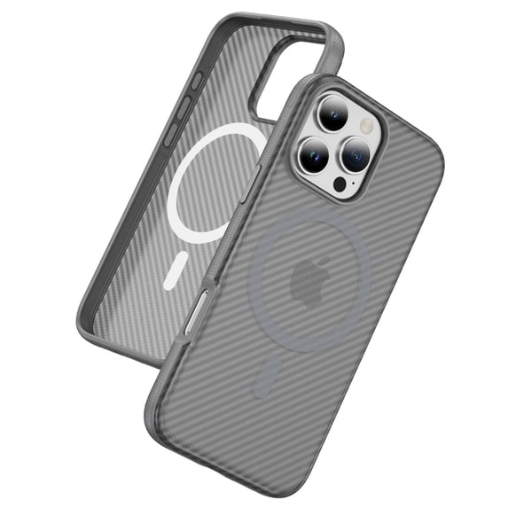 TECH CIRCLE Magnetic Phone Case for iPhone 16 Pro Max (2024 Release) 6.9", Compatible with MagSafe, Woven Texture Translucent Back Cover, Shockprooof Protective Lightweight Slim Case, Gray