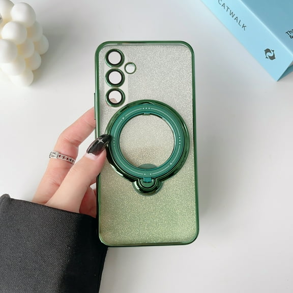 TECH CIRCLE Magnetic Shockproof For Galaxy A12 Case Compatible with MagSafe Military Drop Protection Sturdy Stand Slim Bling Sparkle Magnetic Protective Case for Galaxy A12 6.5" 2021,Darkgreen
