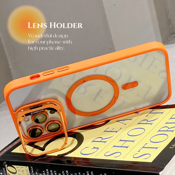 TECH CIRCLE Magnetic Shockproof For iPhone 14 Case Compatible with MagSafe,Military-Grade Protective Kickstand Slim Case Built-in Camera Stash Stand for Apple iPhone 14 6.1" 2022,Orange