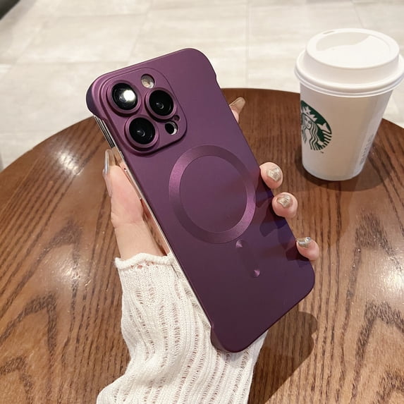 TECH CIRCLE Magnetic Ultra Thin Frosted Designed for iPhone 14 Pro Frameless Case, Slim Minimalist Lightweight Matte Hard Anti-Scratch MagSafe Cover Protective Borderless Case,Purple