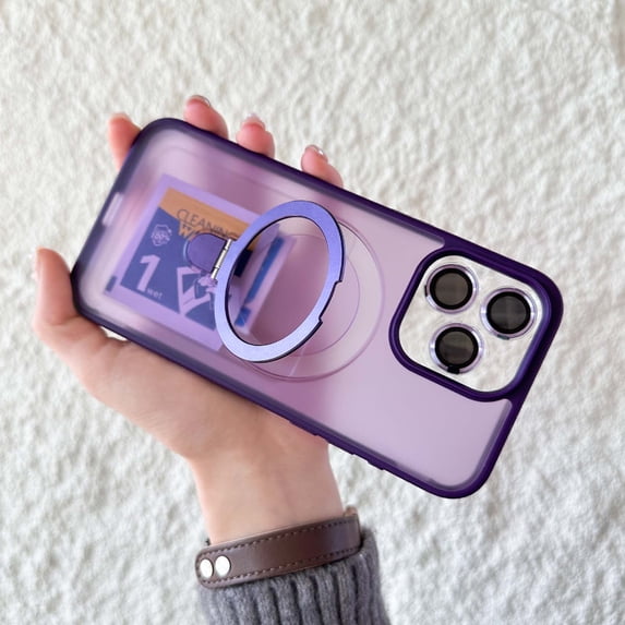 TECH CIRCLE Magnetic for iPhone 13 Pro Case with Invisible Stand Compatible with MagSafe, Full Camera Lens Protector Military Drop Protection Translucent Slim Case for iPhone 13 Pro,Purple