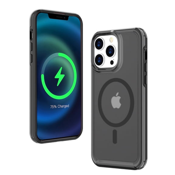 TECH CIRCLE Matte Case for Apple iPhone 14 6.1 inch (2022) ,Built in Magnet Compatible with MagSafe Charger,Anti-fall Translucent Frosted PC Magnetic Slim Fit TPU Border Phone Case,Black
