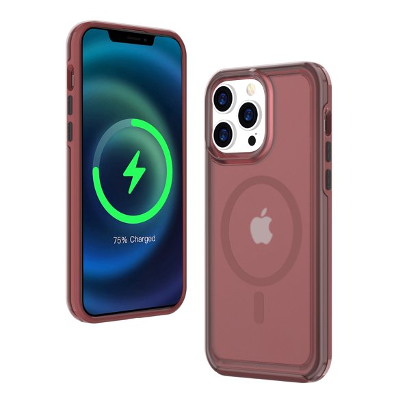 TECH CIRCLE Matte Case for Apple iPhone 14 6.1 inch (2022) ,Built in Magnet Compatible with MagSafe Charger,Anti-fall Translucent Frosted PC Magnetic Slim Fit TPU Border Phone Case,Winered