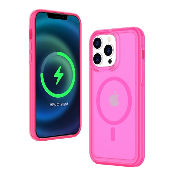TECH CIRCLE Matte Case for Apple iPhone 14 6.1 inch (2022) ,Built in Magnet Compatible with MagSafe Charger,Anti-fall Translucent Frosted PC Magnetic Slim Fit TPU Border Phone Case,Rose
