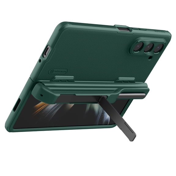TECH CIRCLE Matte Case for Samsung Galaxy Z Fold 4, Rugged PC + TPU Heavy Duty Hinge Protection Anti-Scratch Anti- Fingerprint Shockproof Case with Kickstand Pen Holder for Galaxy Z Fold 4, Darkgreen
