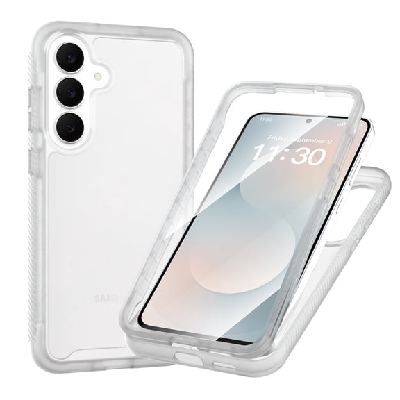 TECH CIRCLE Matte Translucent Case for Samsung Galaxy A17 5G, 360° Full Body Cover with Built-in Screen Protector Shockproof Case,Clear
