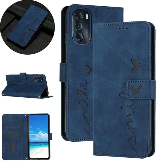 TECH CIRCLE for Motorola Moto G 5G 2022 Wallet Case with Credit Card Holder,Full Protection PU Leather Magnetic Closure Folio Flip Stand Phone Cover with Hand Strap,Blue