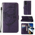 thumbnail image 1 of TECH CIRCLE for Motorola Moto G Stylus 5G (2022) Wallet Case, Embossed Butterfly PU Leather Credit Card Holder Slots Full Body Protection Kickstand Flip Folio Shockproof TPU Phone Cover,Purple, 1 of 6