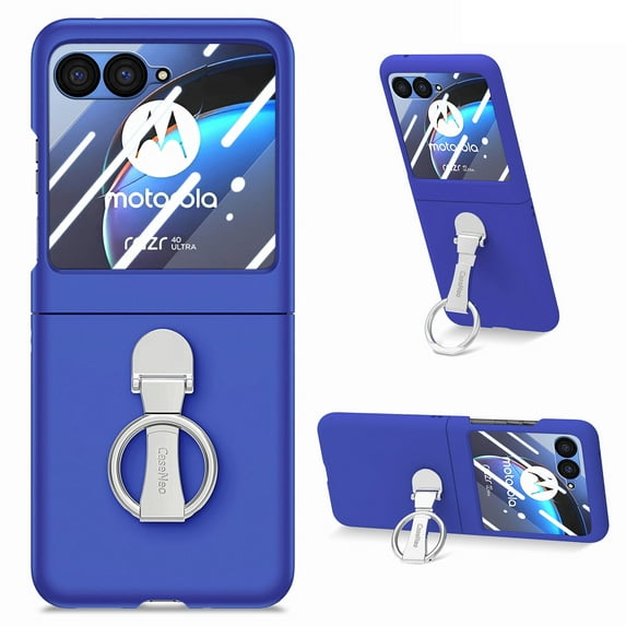 TECH CIRCLE for Motorola Razr Plus 2023 / Razr 40 Ultra Case, Slim Lightweight Ring Holder Kickstand Shockproof Protective Case Built-in Front Screen Protector for Motorola Razr+ 2023 5G,Blue