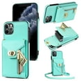 thumbnail image 1 of TECH CIRCLE Multifunctional Phone Case for iPhone 11 Pro Cell Phone - [Built-in Wallet] Protective Portable Leather Cover Shell with Adjustable Shoulder Strap, Mint, 1 of 6