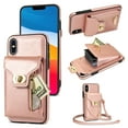 thumbnail image 1 of TECH CIRCLE Multifunctional Phone Case for iPhone XS/iPhone X Cell Phone - [Built-in Wallet] Protective Portable Leather Cover Shell with Adjustable Shoulder Strap, Rosegold, 1 of 6