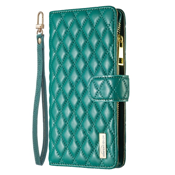 TECH CIRCLE for Nothing Phone (1) 6.55 inch Magnetic Flip Wallet Case,Luxury Leather Shockproof Zipper 9 Card Slots Holder Cover with Detachable Wrist Strap.For Nothing Phone (1),Green