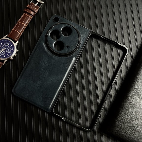 TECH CIRCLE for OnePlus Open Slim Case, Business Luxury PU Leather Shockproof Protective Case Retro Ultra Thin Lightweight All- Inclusive Lens Protection Phone Cover for OnePlus Open 7.82" 2023, Blue