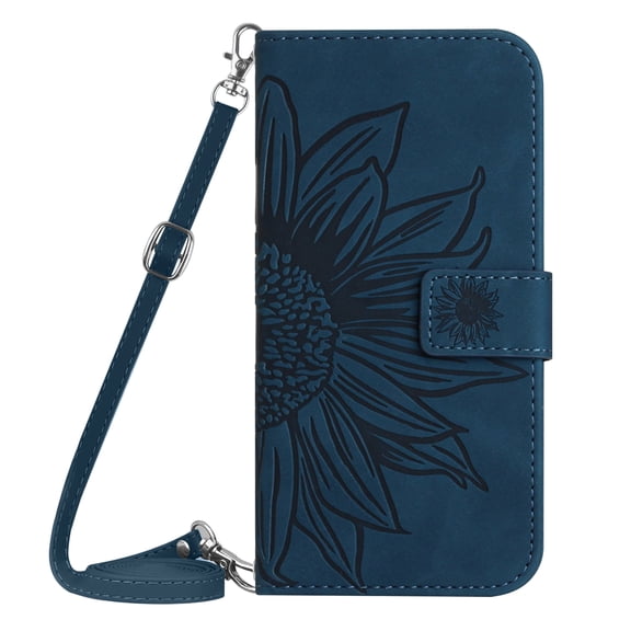 TECH CIRCLE Oneplus Nord 2 5G 2021 Wallet Case, Floral Flower Magnetic Cover Cash Card Slots Holder Shoulder Strap Kickstand Protective Women Girl Phone Cover for Oneplus Nord 2 5G 2021,Inkblue