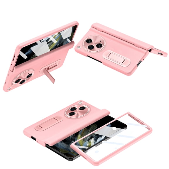 TECH CIRCLE for Oneplus Open Phone Case,Luxury Premium PU Leather, Full Body Hinge Protection, Built-in Screen Protector, Adjustable Kickstand Drop Proof Protective Cover for Oneplus Open 2023,Pink