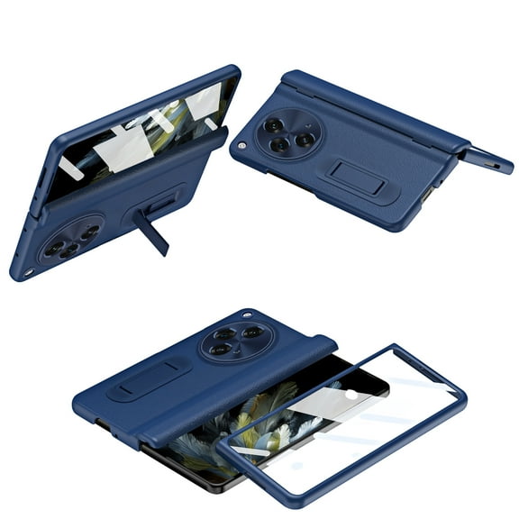 TECH CIRCLE for Oneplus Open Phone Case,Luxury Premium PU Leather, Full Body Hinge Protection, Built-in Screen Protector, Adjustable Kickstand Drop Proof Protective Cover for Oneplus Open 2023,Blue