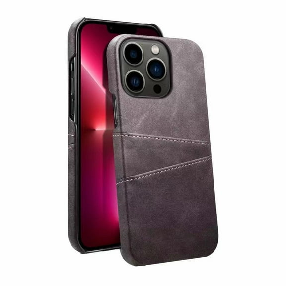 TECH CIRCLE PU Leather Card Case For iPhone 15 Pro Max,Slim Lightweight Soft Back Cover Grip Protective Classic Business Women Men Cases with Card Slot for Apple iPhone 15 Pro Max 6.7" 2023,Gray