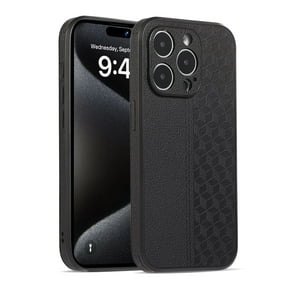 TECH CIRCLE PU Leather Case For iPhone 15 Pro Max,Men Women Luxury Slim Business Back Cover Soft Bumper Rugged Grip Shockproof Full Body Protective Phone Cases for Apple iPhone 15 Pro Max 6.7",Black
