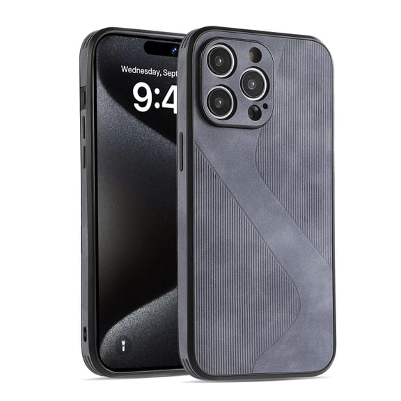 TECH CIRCLE PU Leather Case For iPhone 15 Pro,Men Women Luxury Slim Business Back Cover Soft Bumper Rugged Grip Shockproof Full Body Protective Phone Cases for Apple iPhone 15 Pro 6.1" 2023,Gray