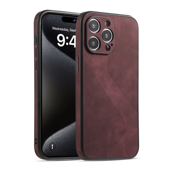 TECH CIRCLE PU Leather Case For iPhone 15 Pro,Men Women Luxury Slim Business Back Cover Soft Bumper Rugged Grip Shockproof Full Body Protective Phone Cases for Apple iPhone 15 Pro 6.1" 2023,Winered