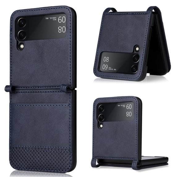 TECH CIRCLE PU Leather Case for 2022 Galaxy Z Flip 4 5G Cell Phone (6.7") - Protective Case with Card Holder (Black)